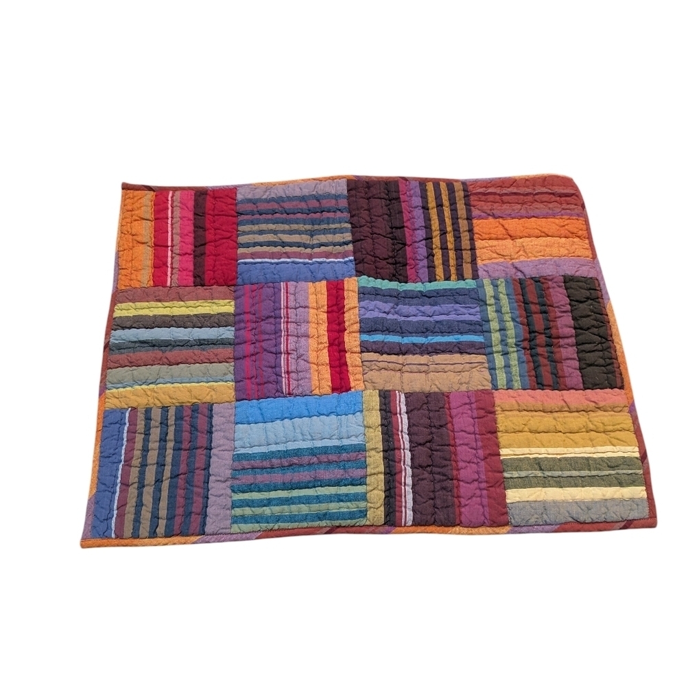Crate & Barrel Paint Box Sham Standard Orange Red Purple Cotton Colorful Plaid